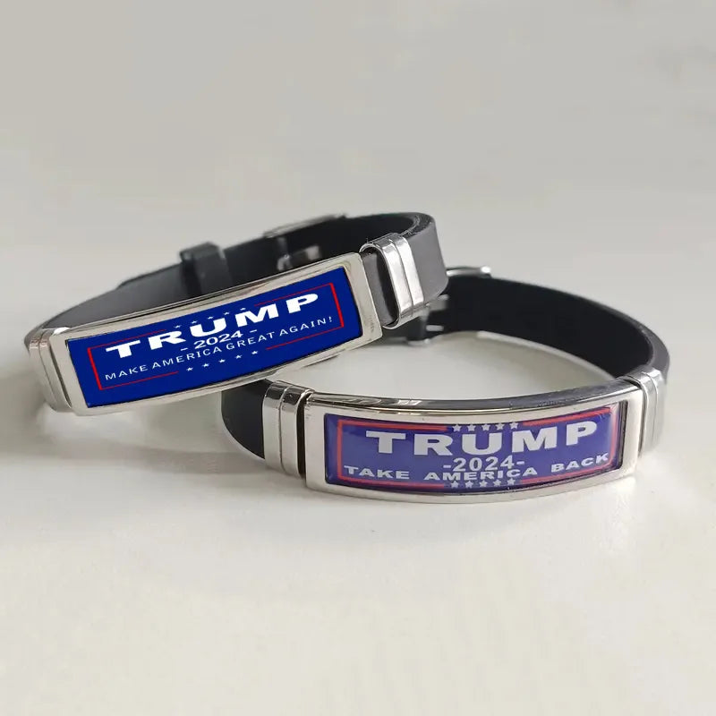 infinity bracelets for women-Casual Retro Donald Trump Letter 304 Stainless Steel Silica Gel Epoxy Unisex Bracelets