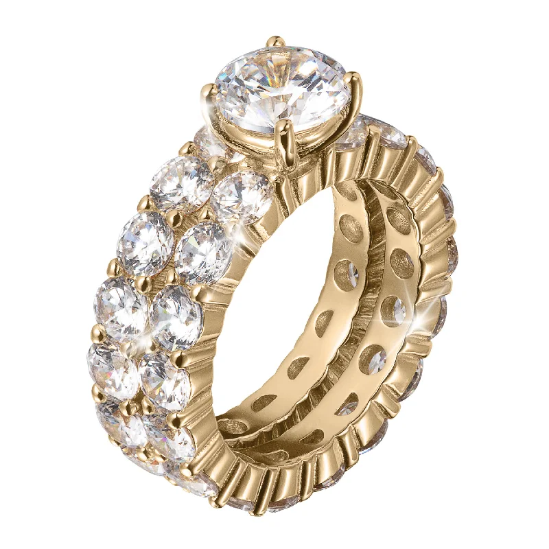 stacked engagement rings for women-Golden Promise Bridal Ring Set