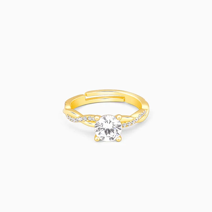 modern rings for women-Golden Solitaire Glow Ring