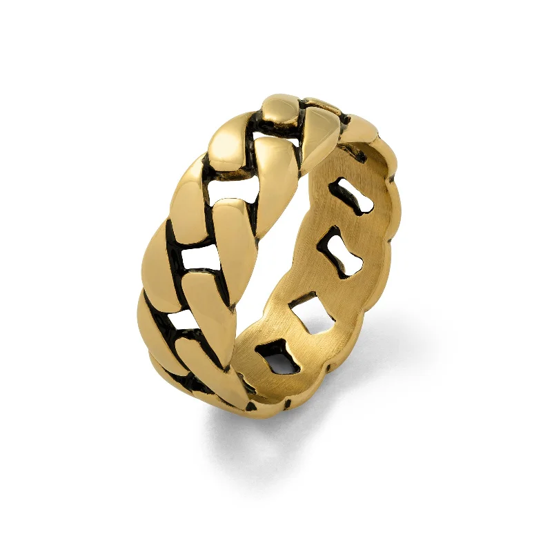 circular rings for women-Cuban Link Ring (Gold)