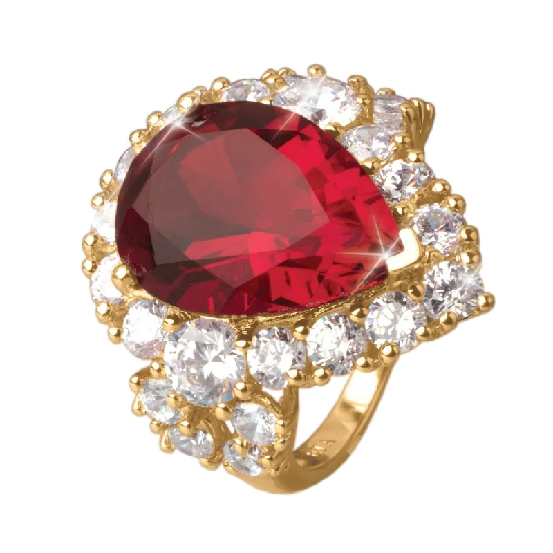 round cut rings for women-Paparazzi Ruby Red Ring