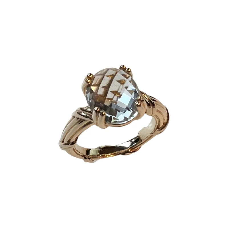 emerald-cut rings for women-Fantasies Rock Crystal Cocktail Ring in 18K yellow gold