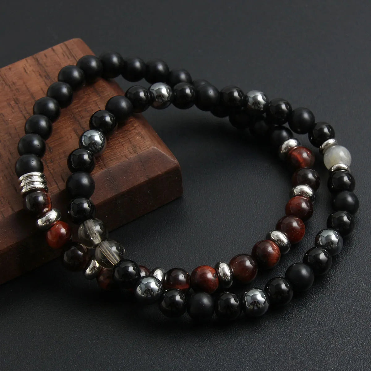 braided leather bracelets for women-Simple Style Commute Round 304 Stainless Steel Natural Stone Tiger Eye Beaded Handmade Men'S Bracelets