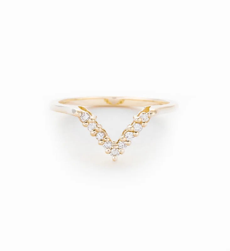 simple rings for women-White Diamond Chevron Band