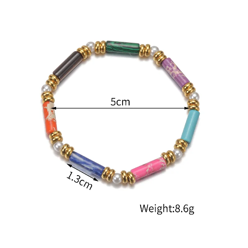 Colorful Tube Bead Pearl Bracelet