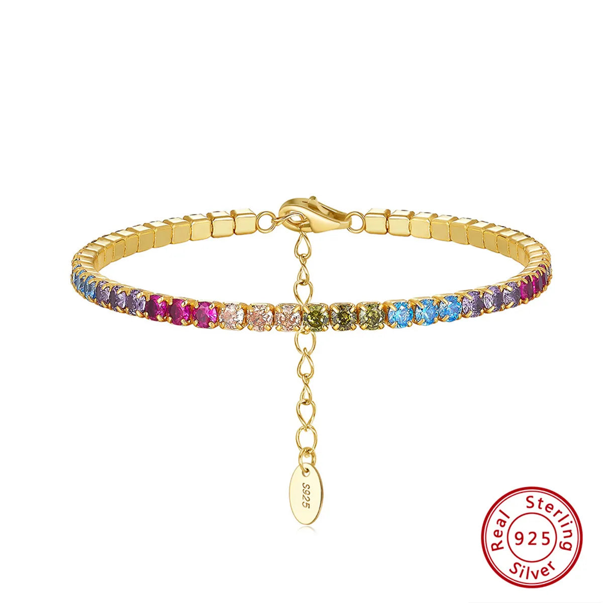 Electroplating 14K Gold, 3mm Color Zirconium, Length: 16.5 5cm, Approximate Weight: 5.44G