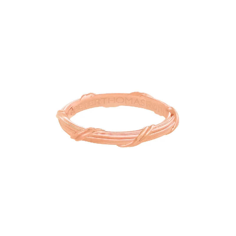 simple gold rings for women-Heritage Eternity Band in 18K rose gold 3 mm Sizes 10 - 13