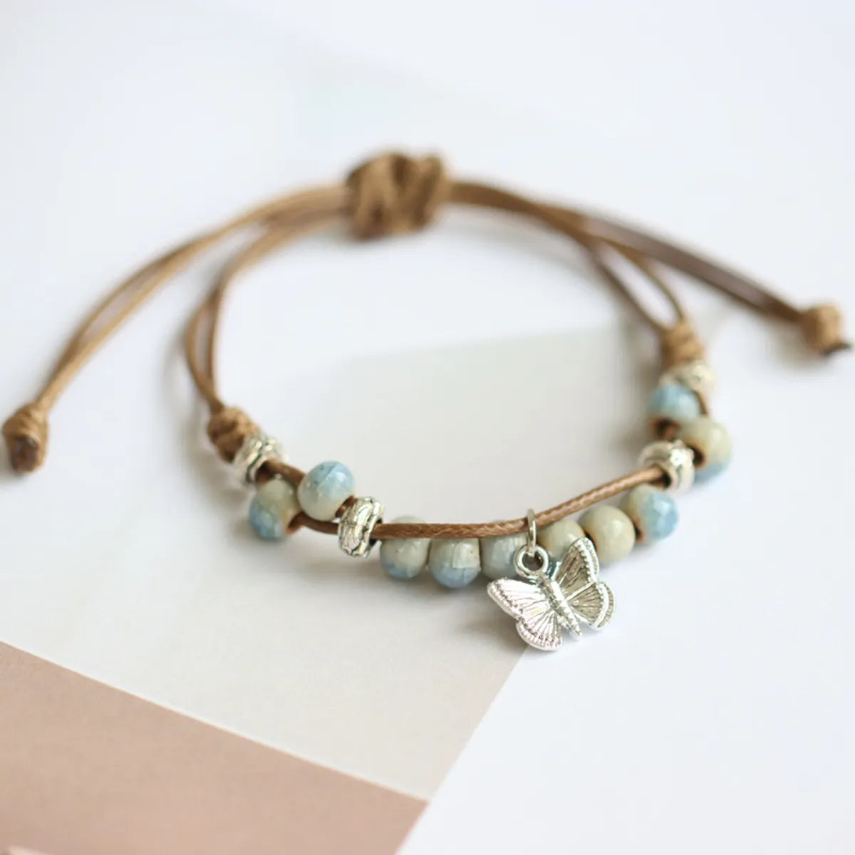 simple bangles for women-Retro Butterfly Alloy Rope Ceramics Wholesale Bracelets