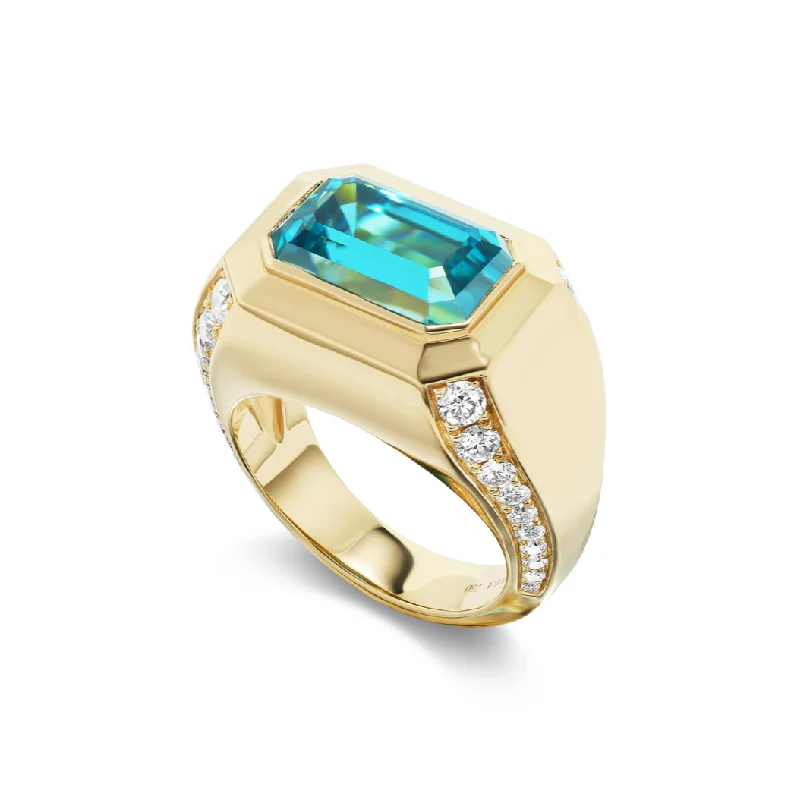 double-band rings for women-Blue Zircon Cascade Ring