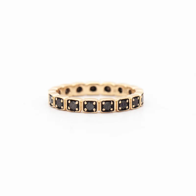 engagement rings for women-Black Diamond Wheat Eternity Band