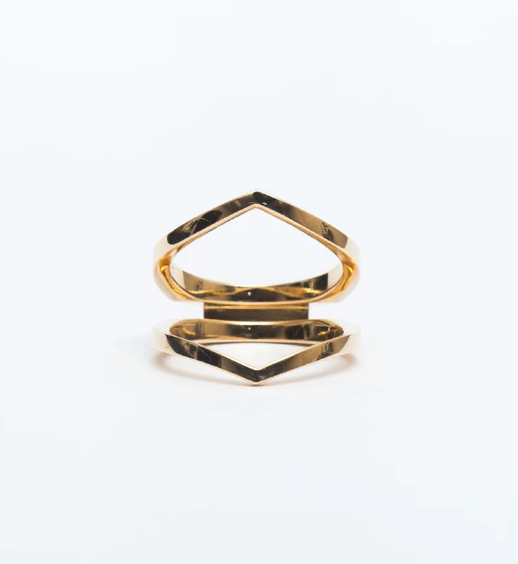 chunky rings for women-Oblique Enclose Ring