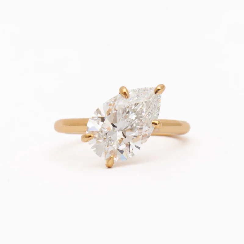 simple gold rings for women-3.13 ct Tilted Lab-Grown Pear Diamond Vault Ring