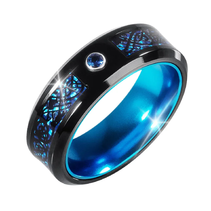 moonstone rings for women-Blaze Blue Band Men's Ring