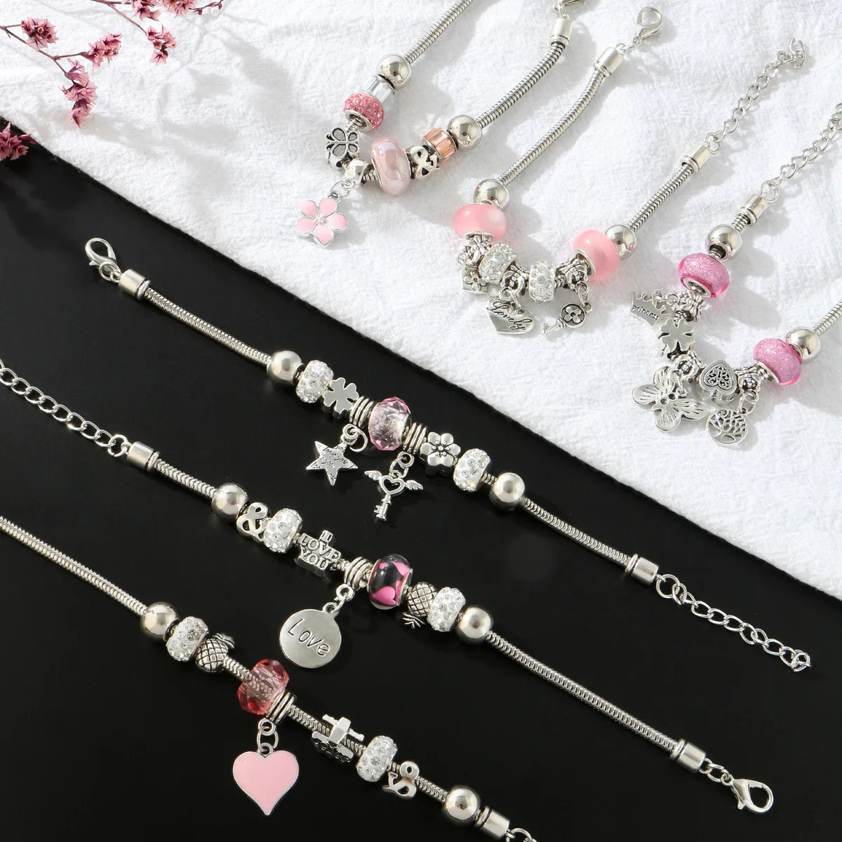 tennis bracelets for women-Wholesale Jewelry Glam Cute Heart Shape Flower Butterfly Iron Crystal Zircon White Gold Plated Plating Inlay Bracelets