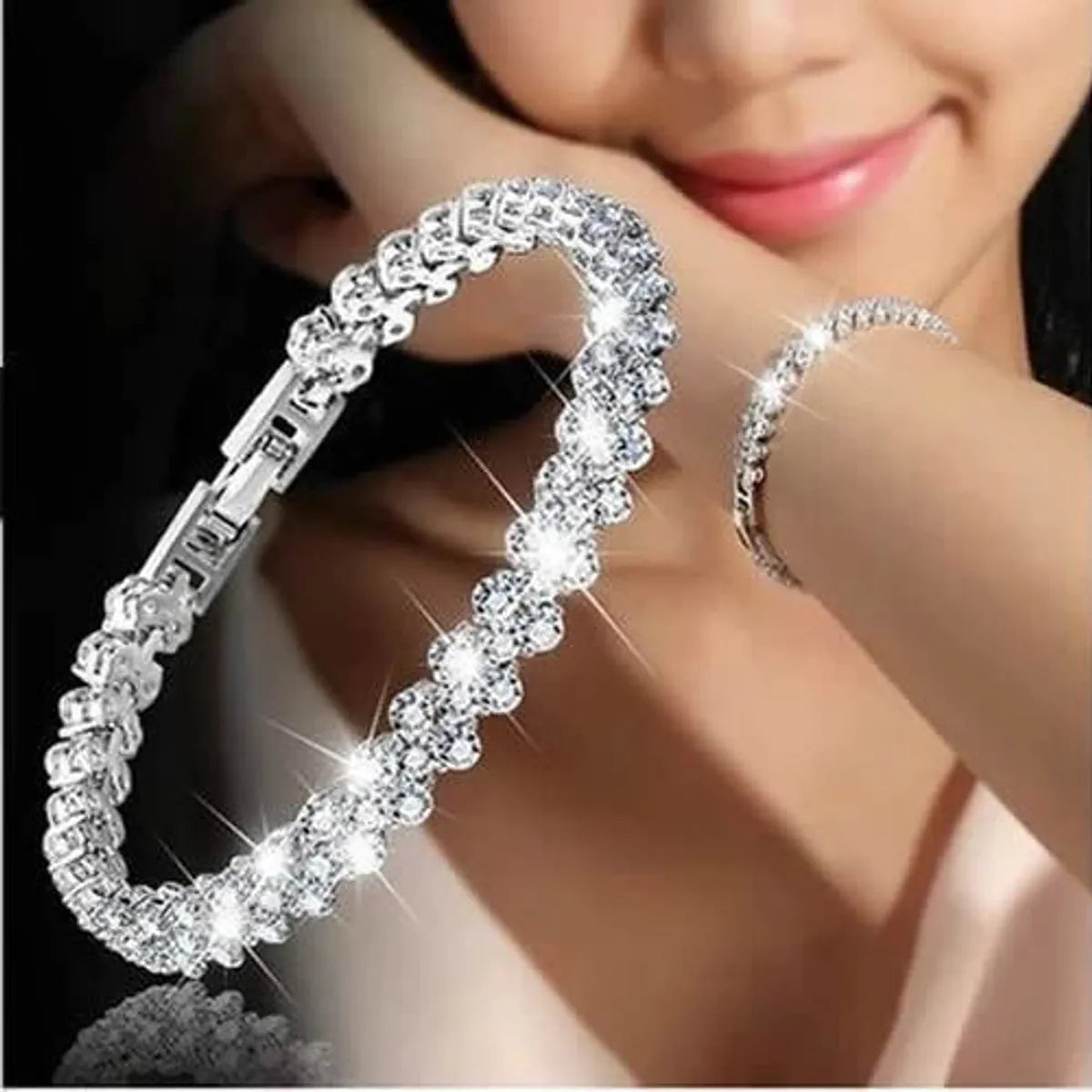 gold bangles for women-Fashion Heart Shape Alloy Inlay Artificial Diamond Women'S Bracelets 1 Piece