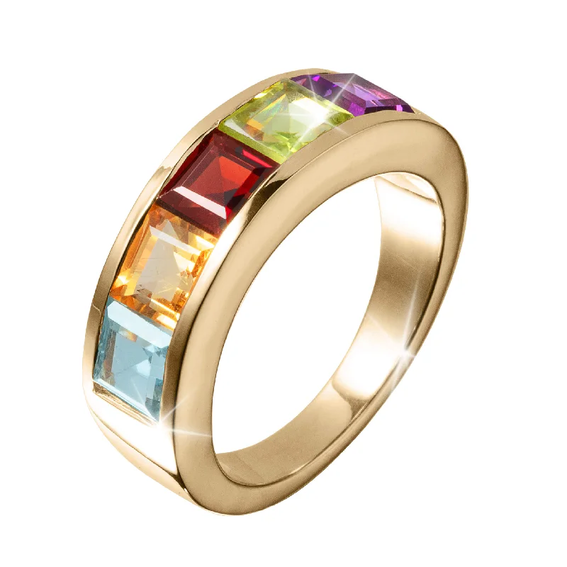 trendy rings for women-Radiant Rainbow Ladies Ring