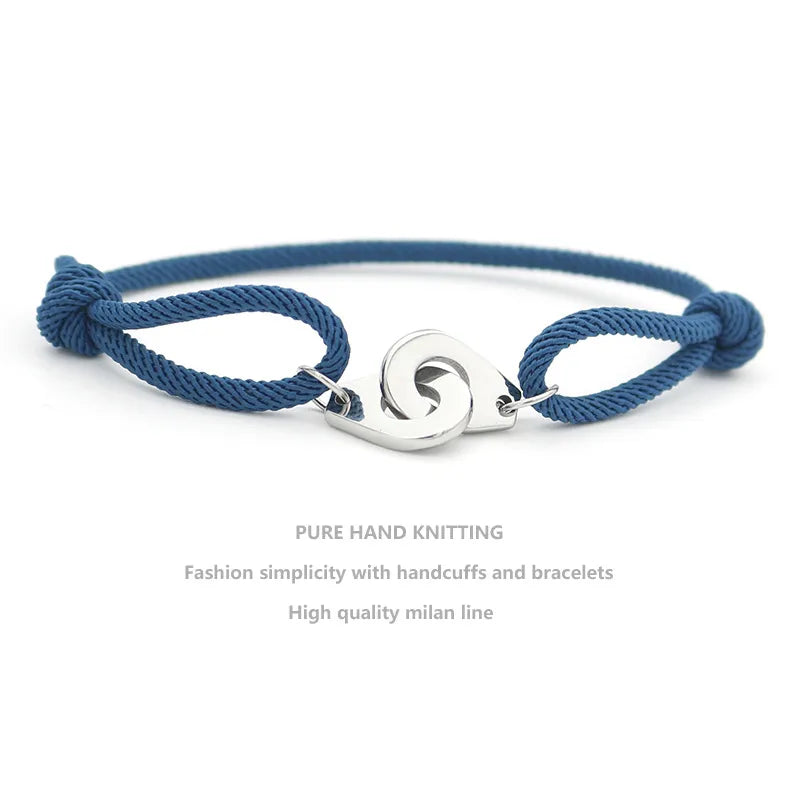 infinity bracelets for women-Casual Simple Style Handcuffs Rope Titanium Steel Stoving Varnish Couple Bracelets