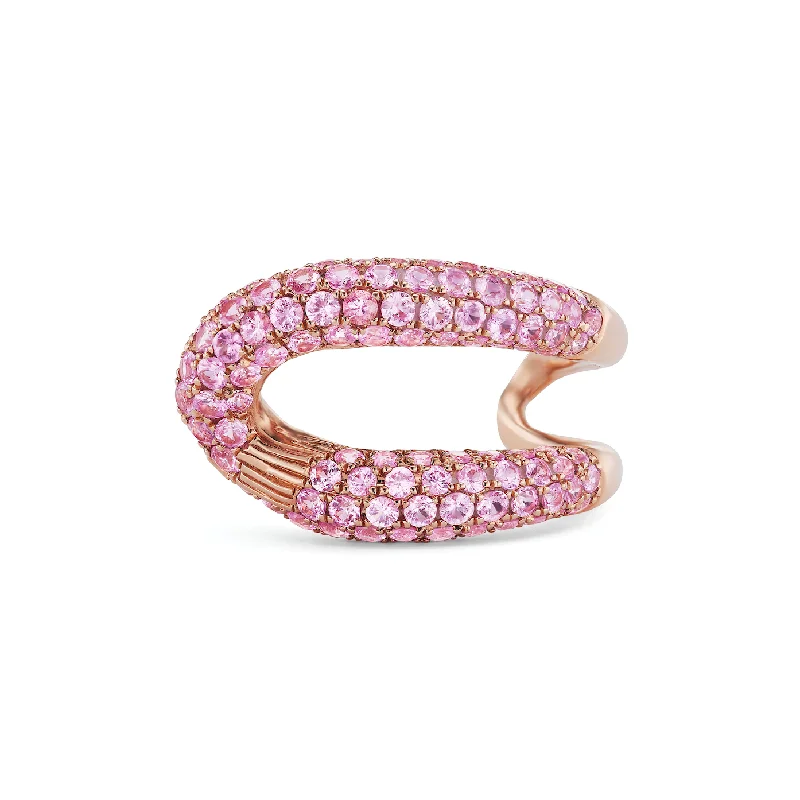 gold-plated rings for women-Intertwin Ring Pink Sapphire