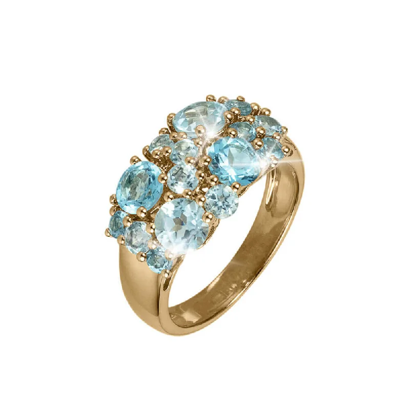 14k gold rings for women-Summer Cocktail Blue Topaz Ladies Ring