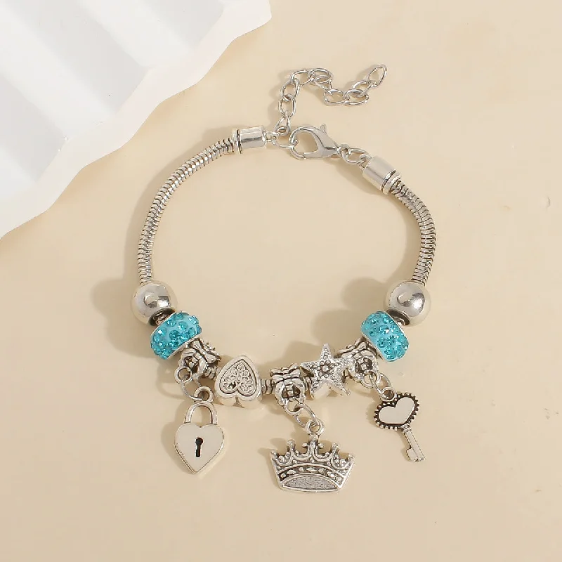 Key Heart Crown Blue