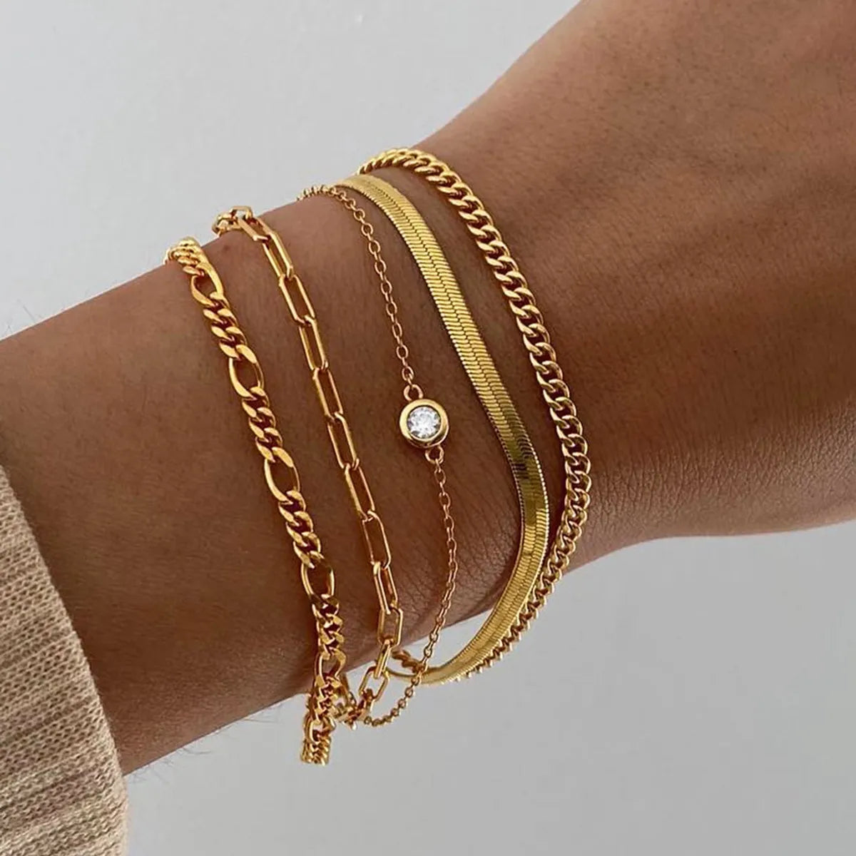 solid gold bracelets for women-Basic Geometric Alloy Women'S Bracelets