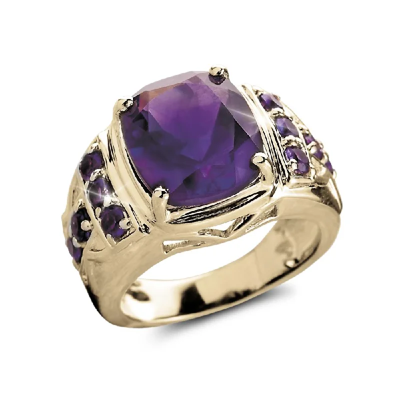 cocktail gemstone rings for women-Majestic Amethyst Men's Ring