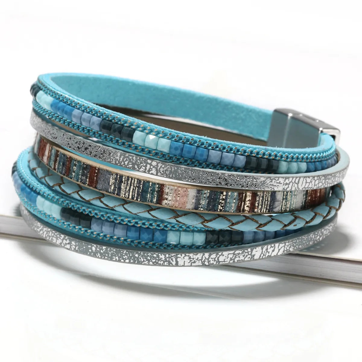 stackable bracelets for women-Bohemian Color Block Pu Leather Plating Women'S Bracelets