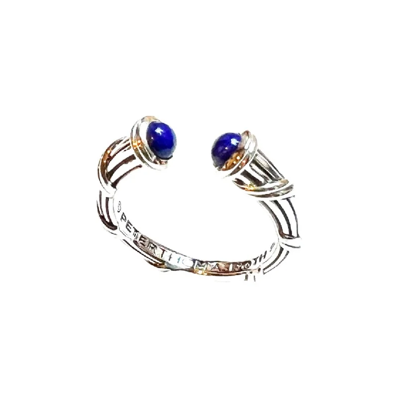 statement rings for women-Luna Stack Ring in sterling silver with lapis