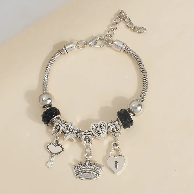 Key Heart Crown Black