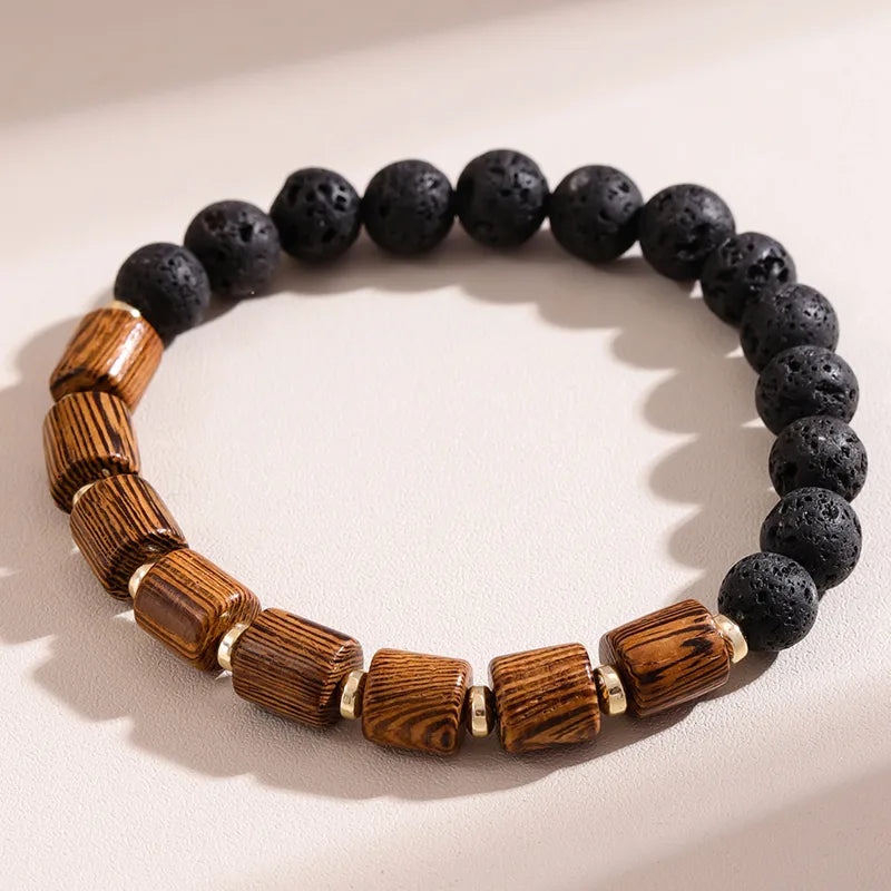 sterling silver bracelets for women-Simple Style Color Block Wood Haematite Women'S Bracelets