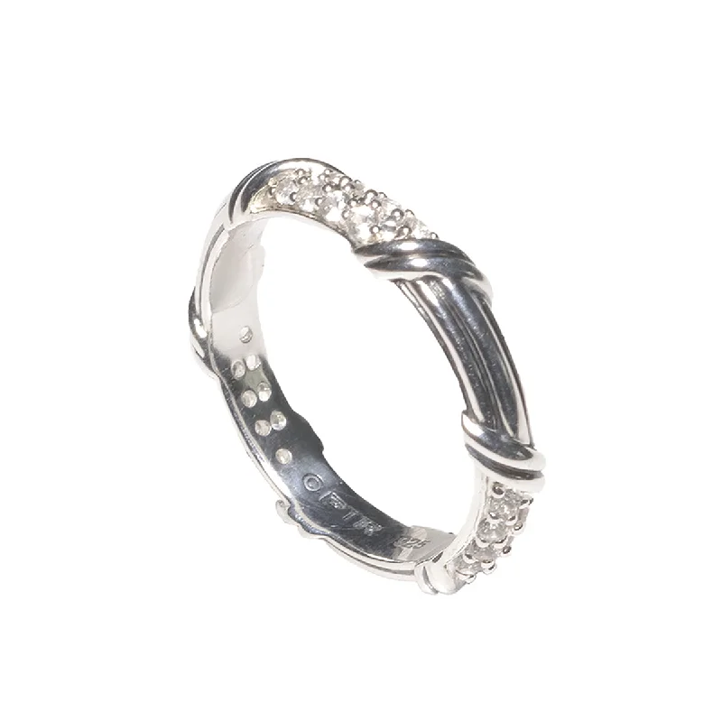 cross rings for women-Signature Classic Pave Band Ring with white topaz in sterling silver 3mm