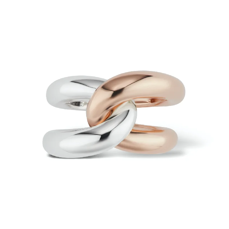 pearl statement rings for women-Intertwin Ring 18k Gold & 18k Gold