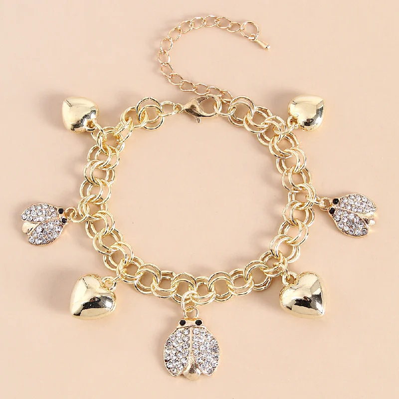 Insect Diamond Firefly Heart Bracelet