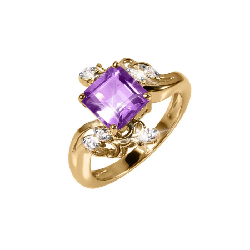 black diamond rings for women-Amethyst Orchard Ring