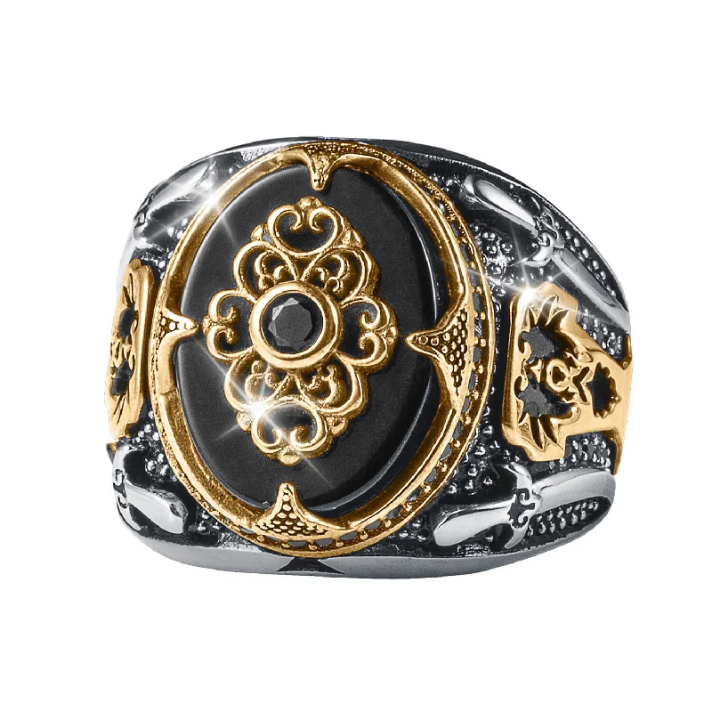 infinity rings for women-Noir Agate Men's Ring