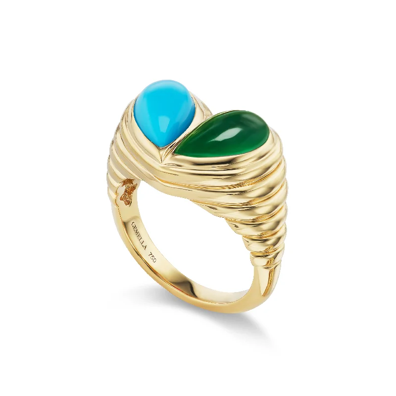 open band rings for women-Jumbo Sweetheart Ring Turquoise & Emerald