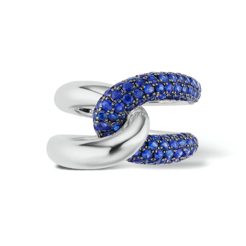 moonstone rings for women-Intertwin Ring 18k Gold & Blue Sapphire