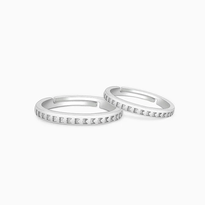 promise rings for women-Silver Timeless Couple Bands