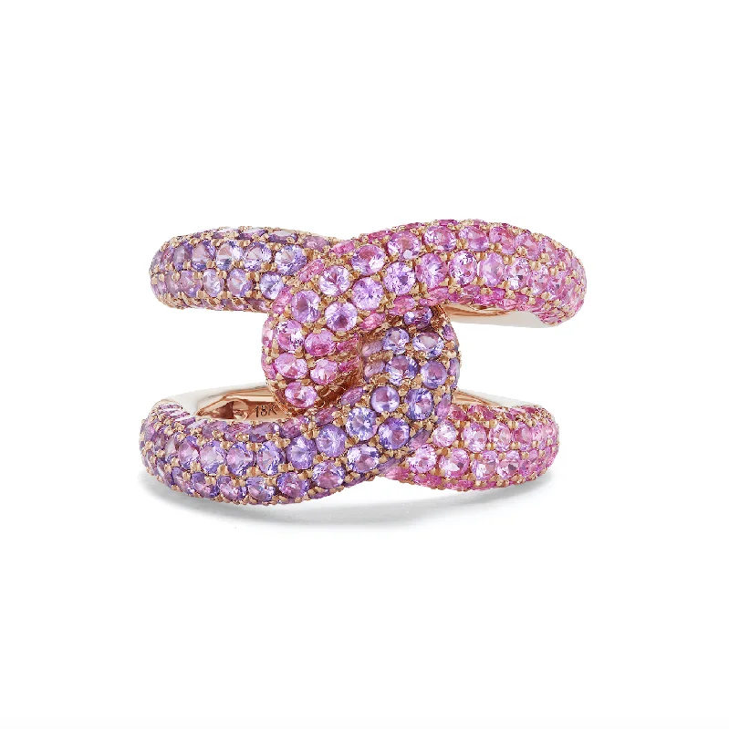 engraved rings for women-Intertwin Ring Amethyst & Pink Sapphire