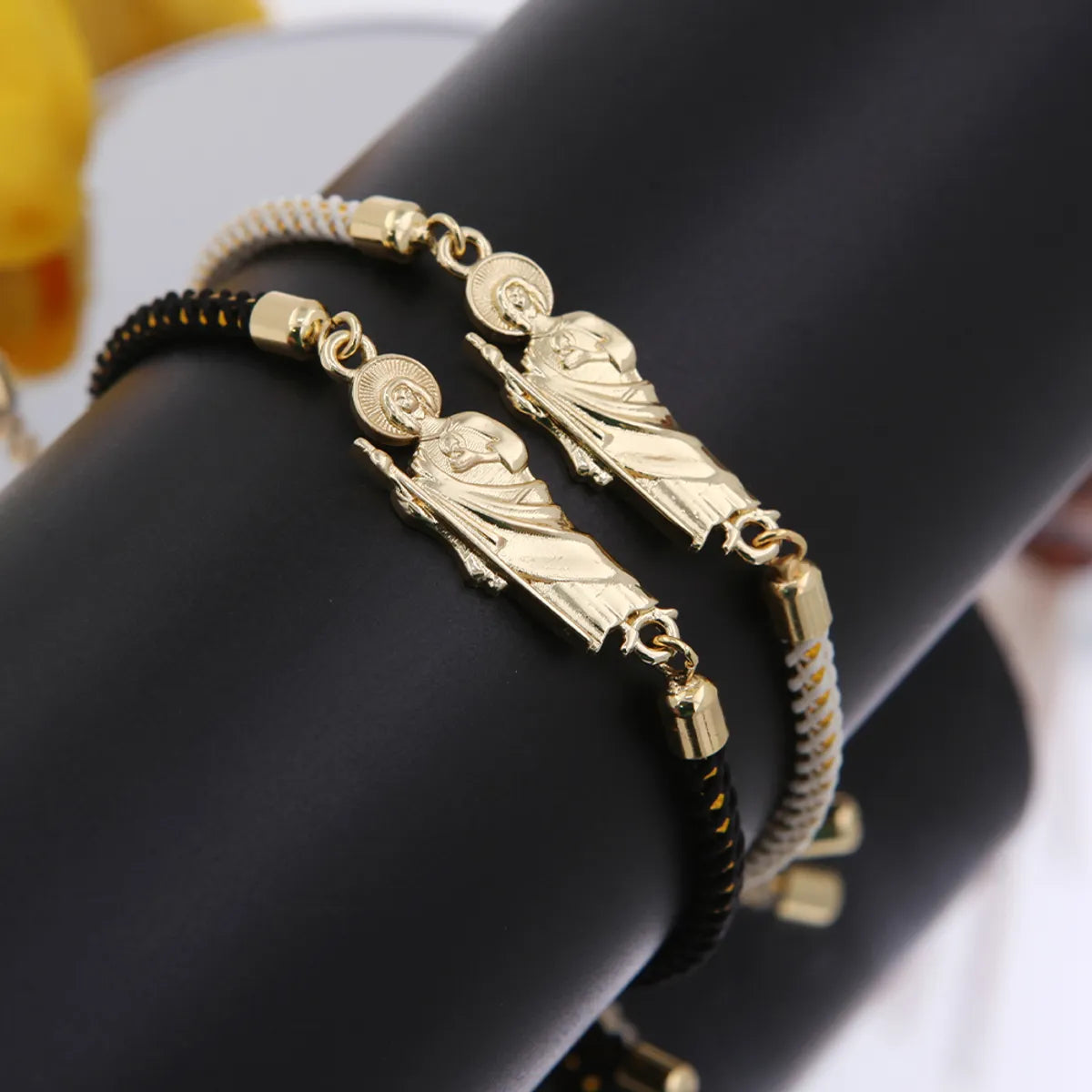 minimalist gold bracelets for women-Copper 18K Gold Plated Patchwork Human Portrait Bracelets