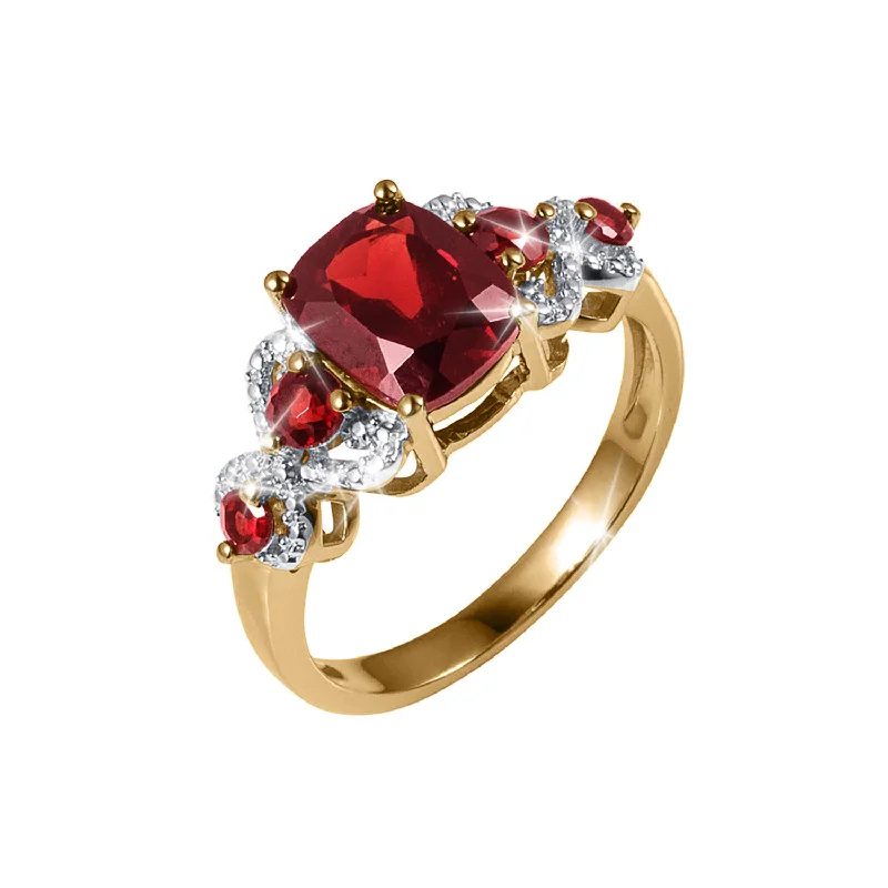 geometric rings for women-Garnet Twist Ladies Ring