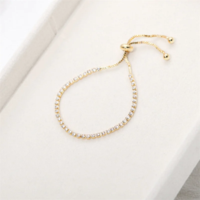 Alloy Rhinestone Adjustable Bracelet Gold Bottom White Diamond (1PCs)