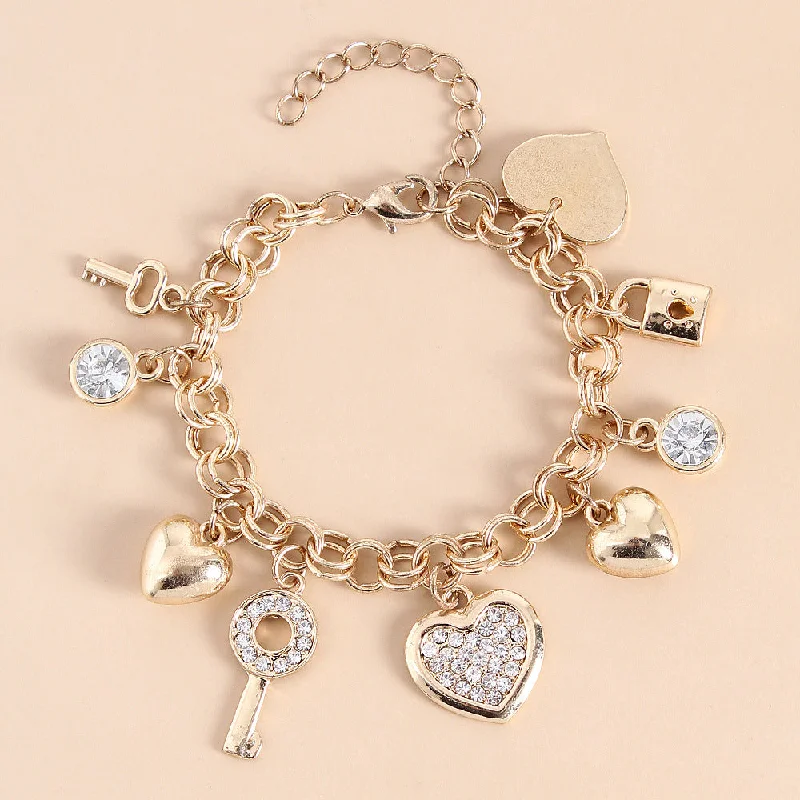 Diamond Love Key Lock Bracelet