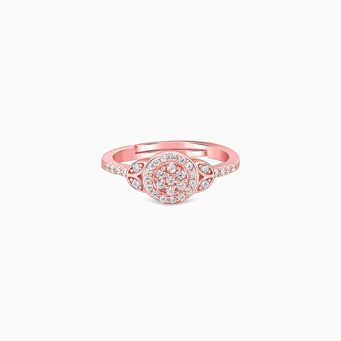 round cut rings for women-Rose Gold Sparkle-filled Ring