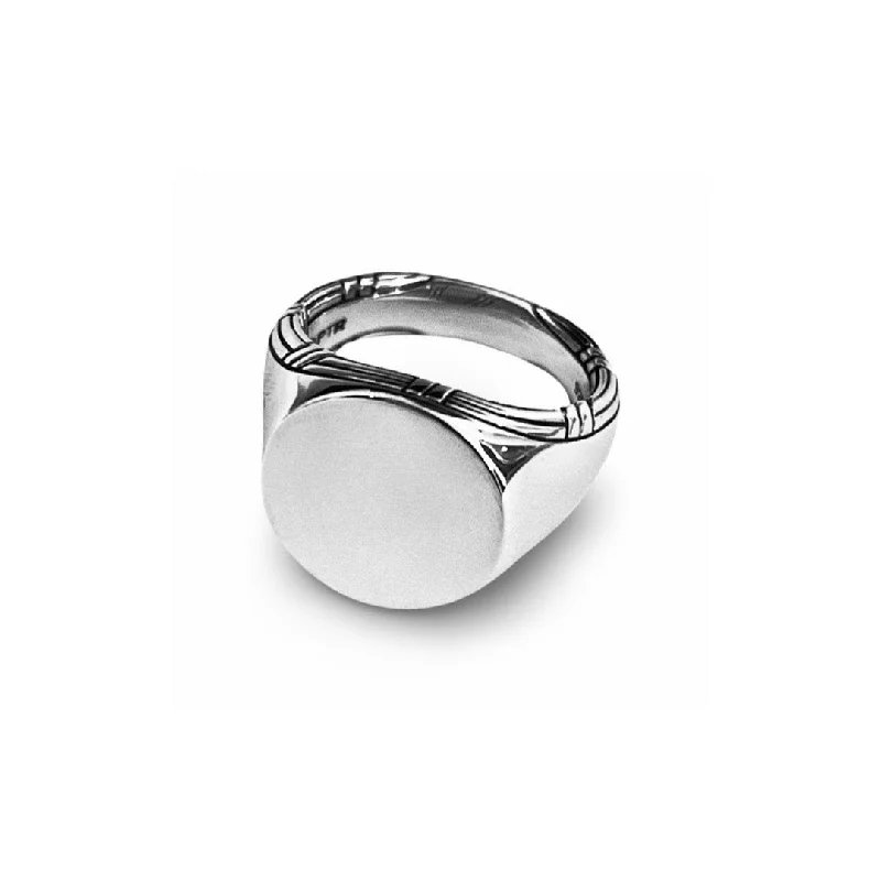 cluster rings for women-Explorer Round Signet Ring in sterling silver