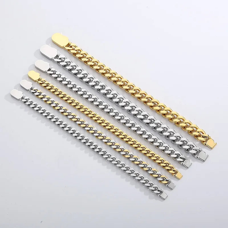 stretch bracelets for women-Stainless Steel 18K Gold Plated Simple Style Patchwork Plating Solid Color Bracelets