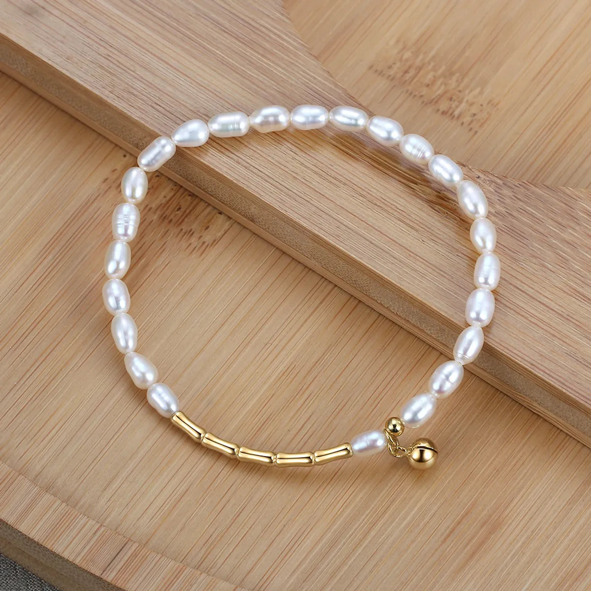 engraved bangles for women-Lady Baroque Style Solid Color Freshwater Pearl Sterling Silver Plating 14k Gold Plated Bracelets