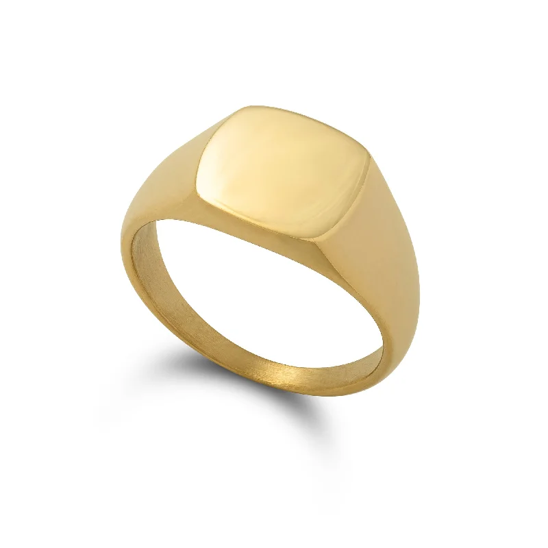 cross rings for women-Minimal Signet Ring (Gold)