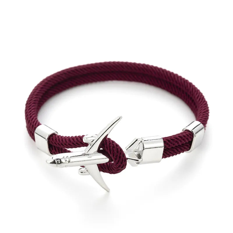 Wine Red Rope Silver Buckle