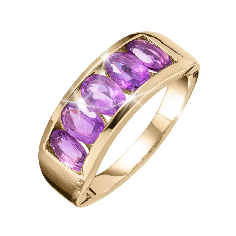 adjustable silver rings for women-Amethyst Rainstorm Ring